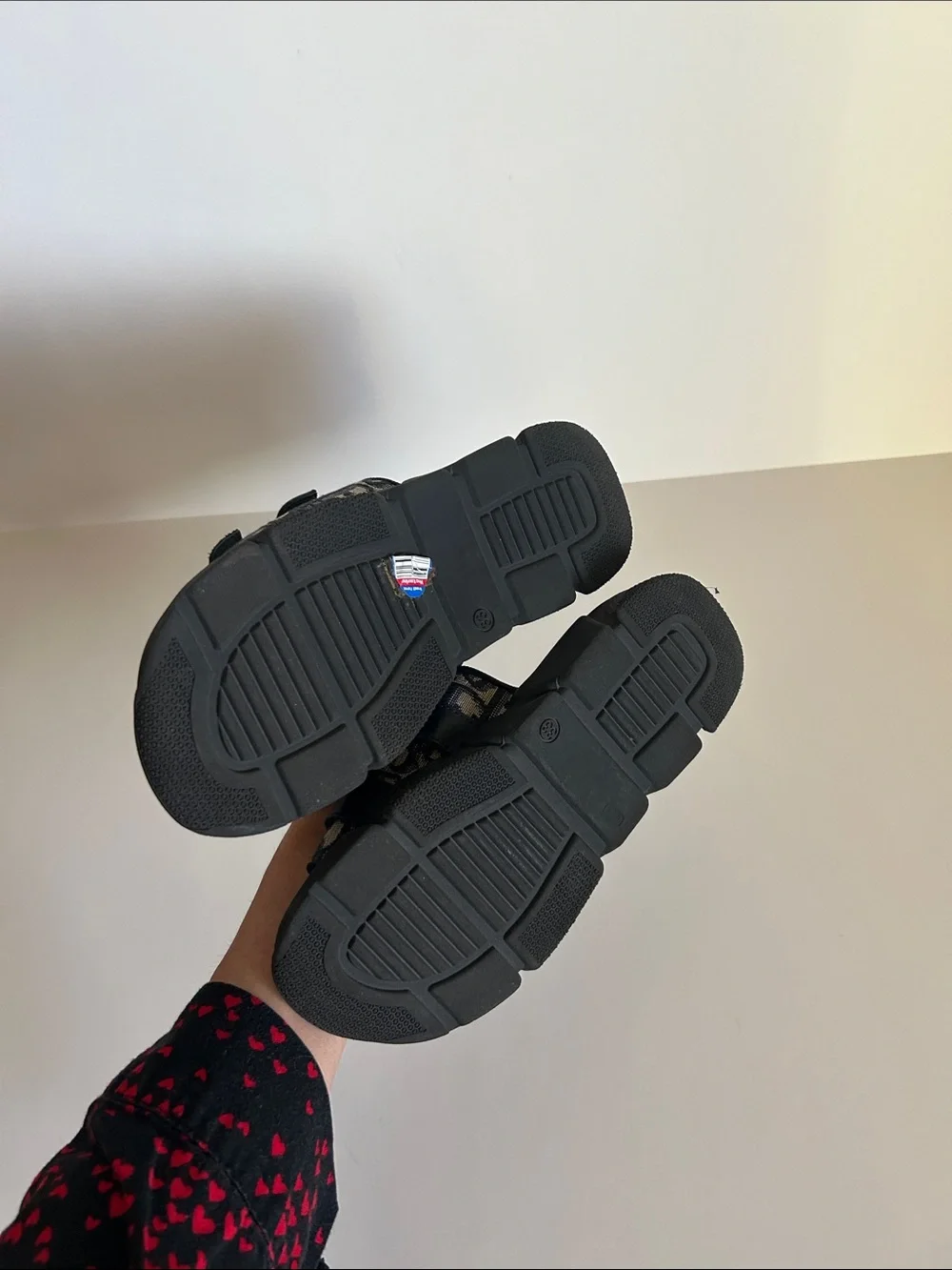 Dior Black & Beige Kids Logo Buckle Sandals